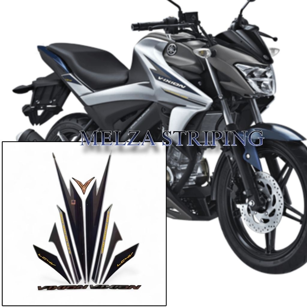 Stiker Striping Lis Body Motor Vixion Facelift 2017 Silver Biru