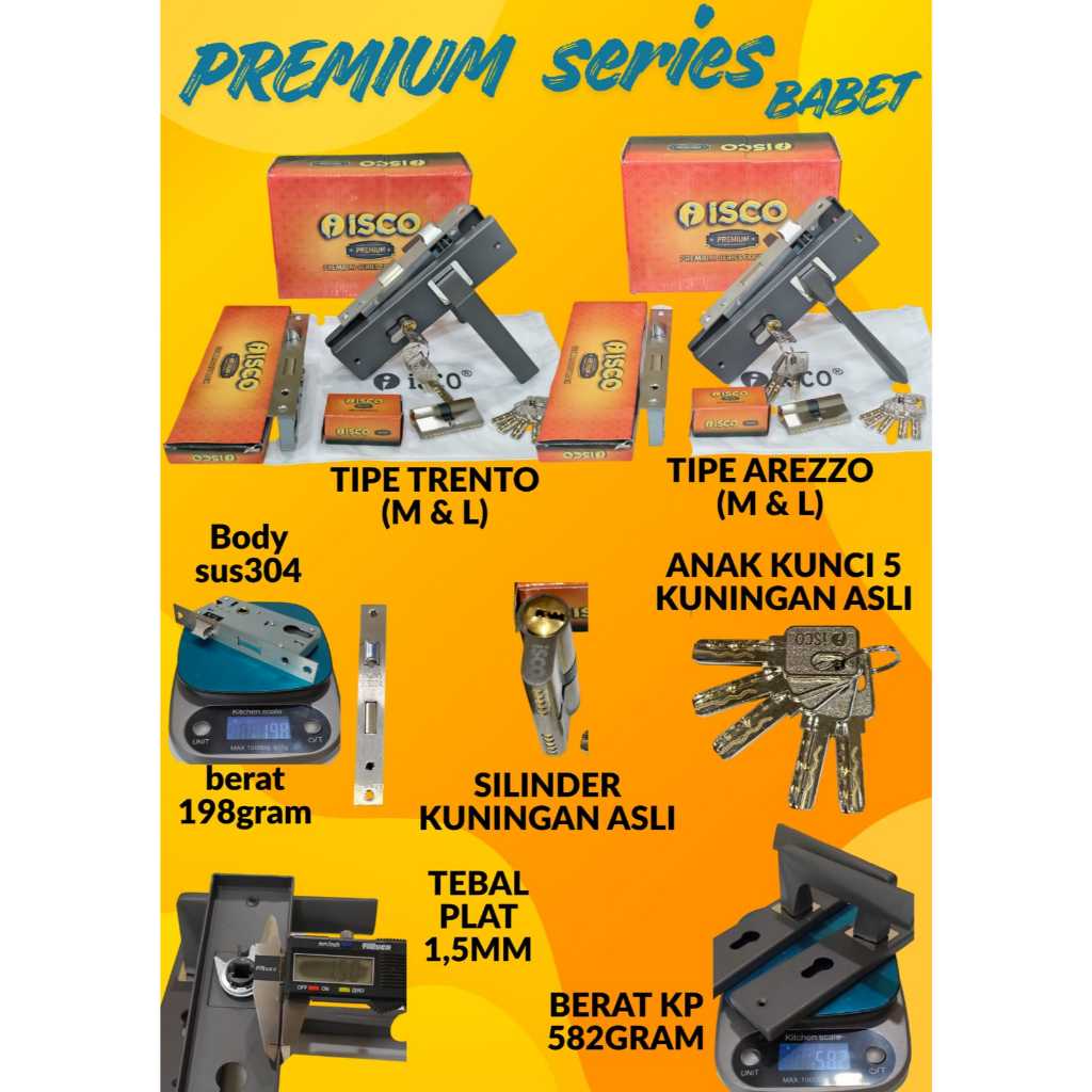 Kunci Pintu Besar Premium Isco/Kunci Pintu Bagus 5 Anak Kunci Isco
