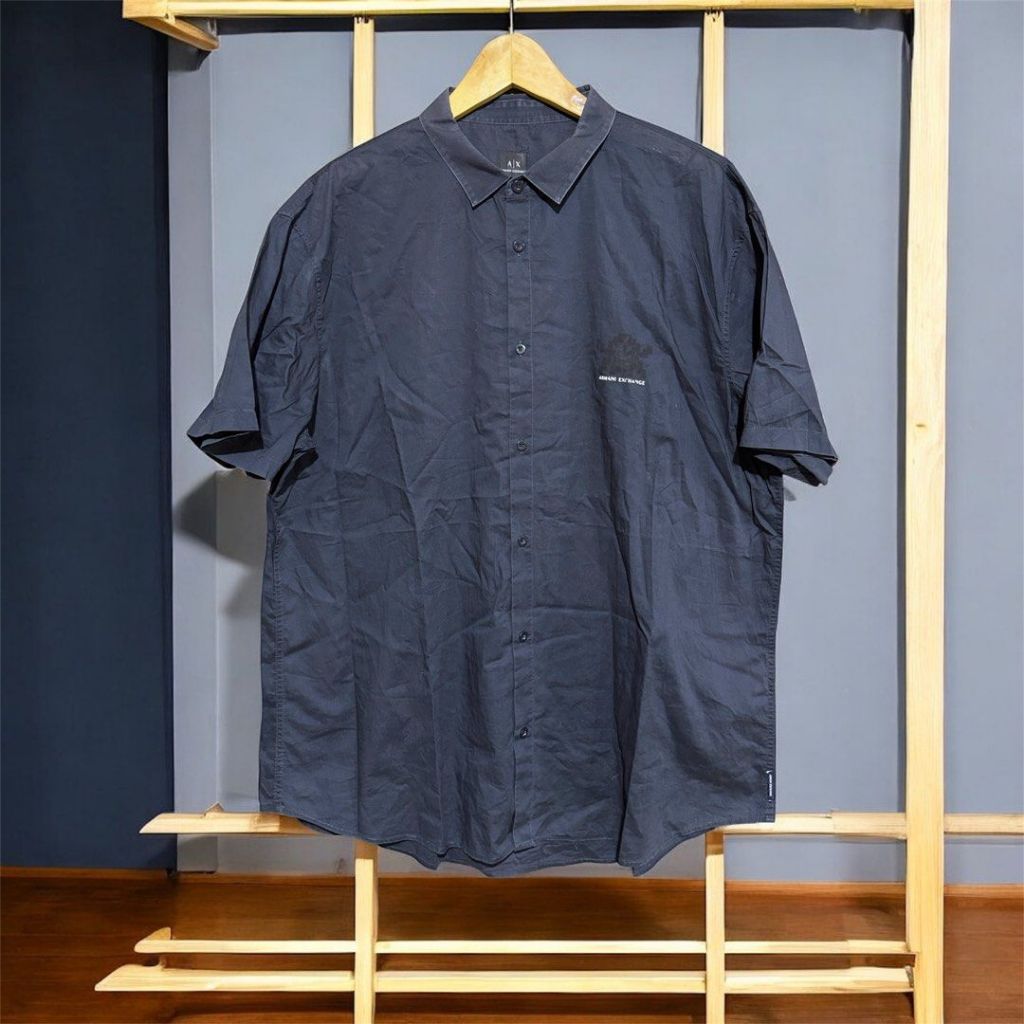 ARMANI EXCHANGE Reguler Short Sleeve Black Mens Shirt | Kemeja Hitam formal / kantor Pria