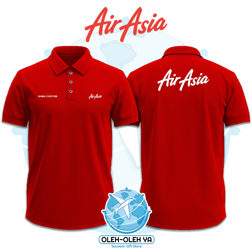 Oleh Oleh Ya Kaos Kerah Wangki Polo Shirt Kaos Kerja Wangki - Air Asia - Sablon DTF Bordir O2Y-WSC11
