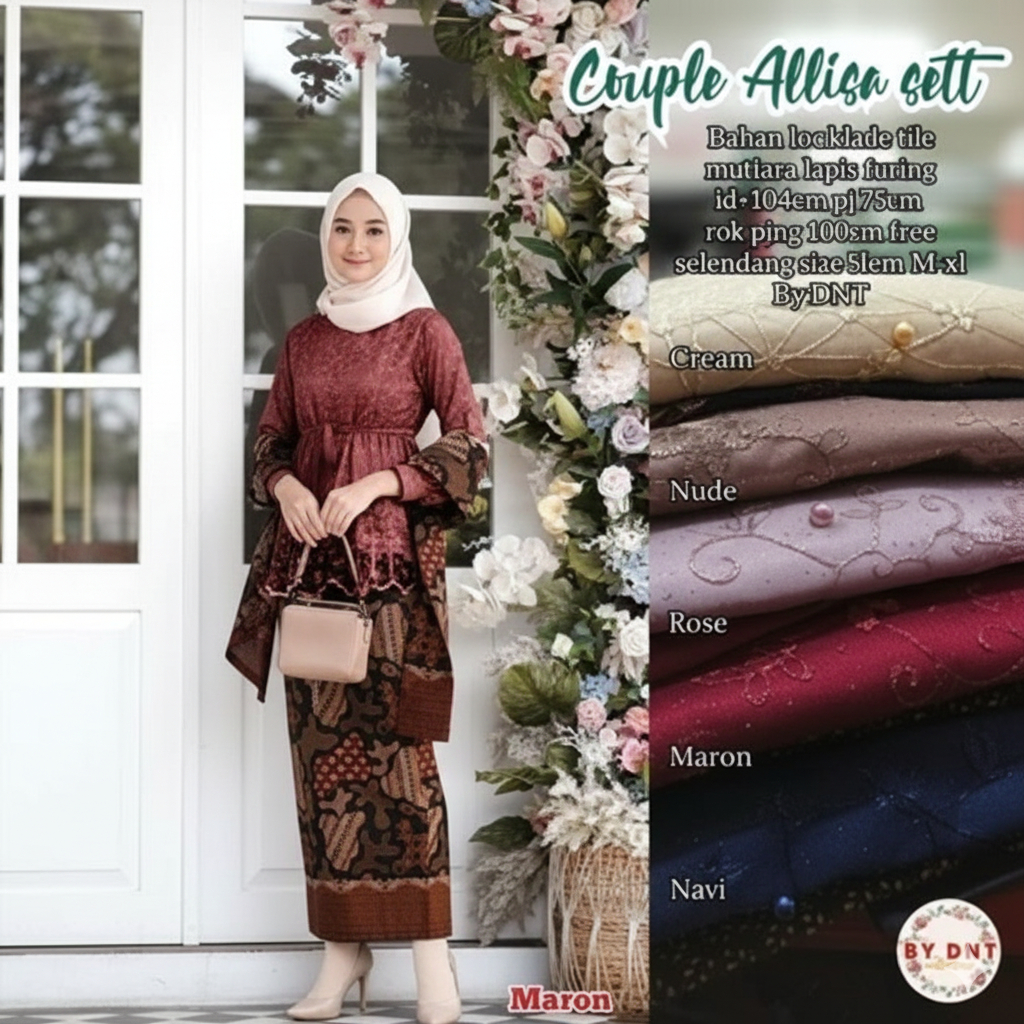 Ready Jumbo XXL | Batik Kebaya Modern Alisha Set Brokat Couple Pasangan Lamaran Tunangan Murah Wanit