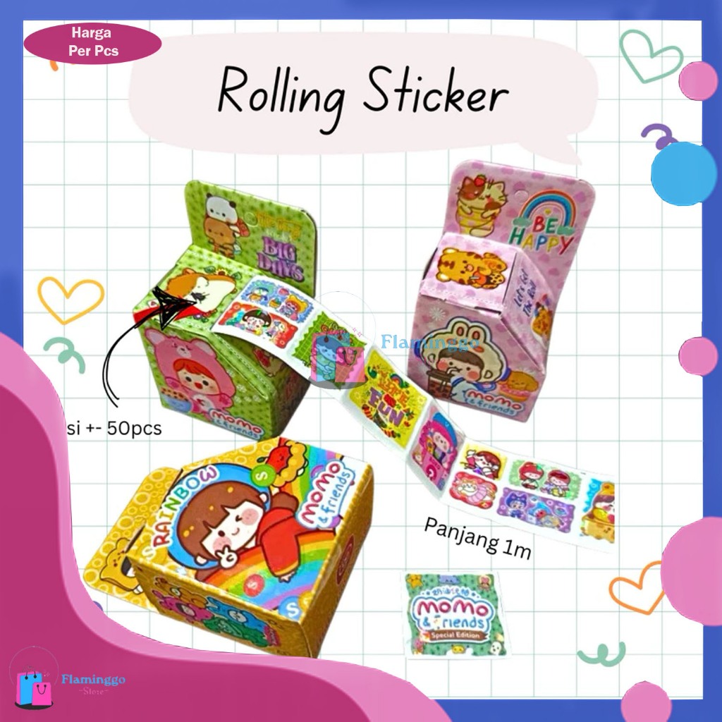 momo sticker roll stiker lucu aesthetic korea