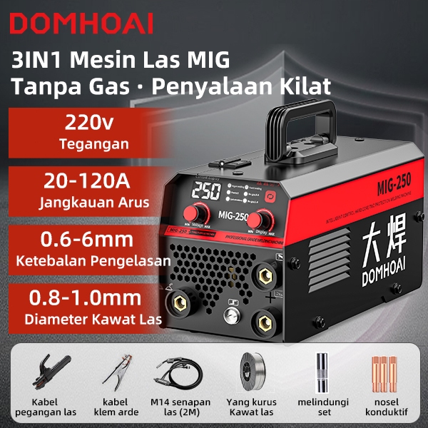 DOMHOAI Mesin Las 3-IN-1 Mesin Las MIG Tanpa Gas Mesin Las 900 Watt Lengkap Laser Welding Alat Las L