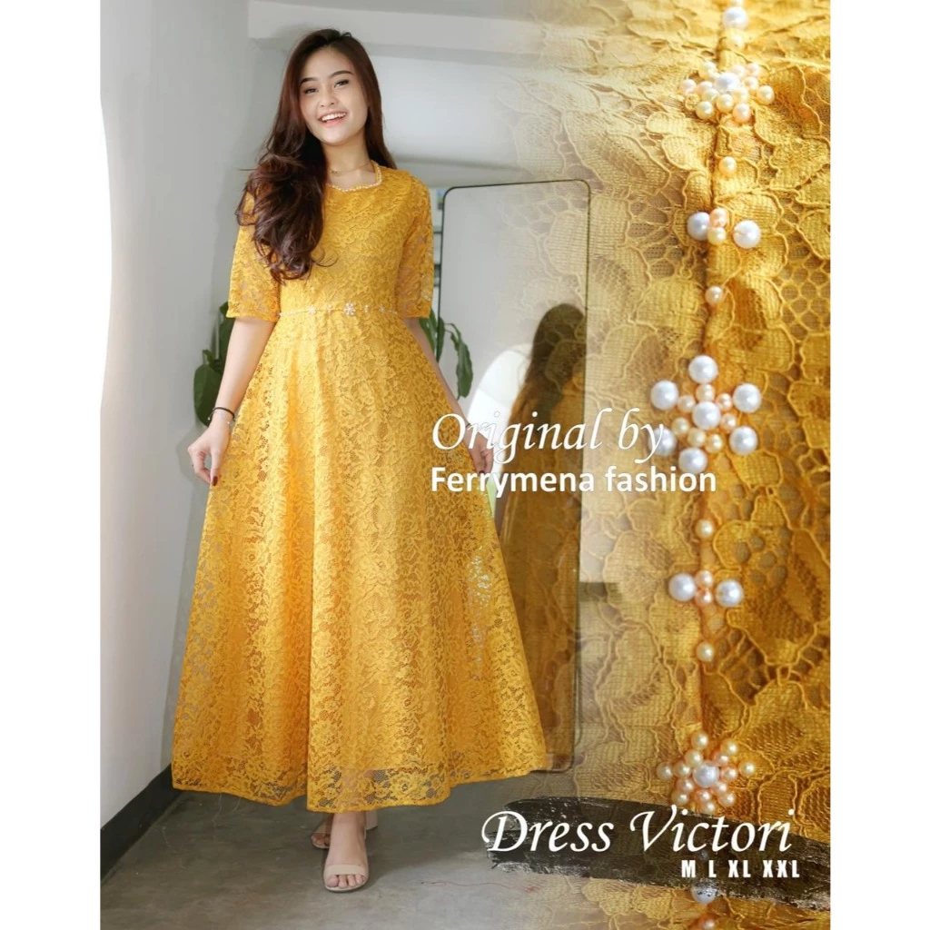 Victory Dress Bludru Dress Lebaran Mermaid Brukat Mewah Dress Brukat Payet - Dress Jumbo