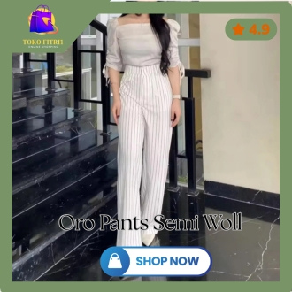 Oro Pants Bangkok Stripe Celana Kulot Wanita Jumbo
