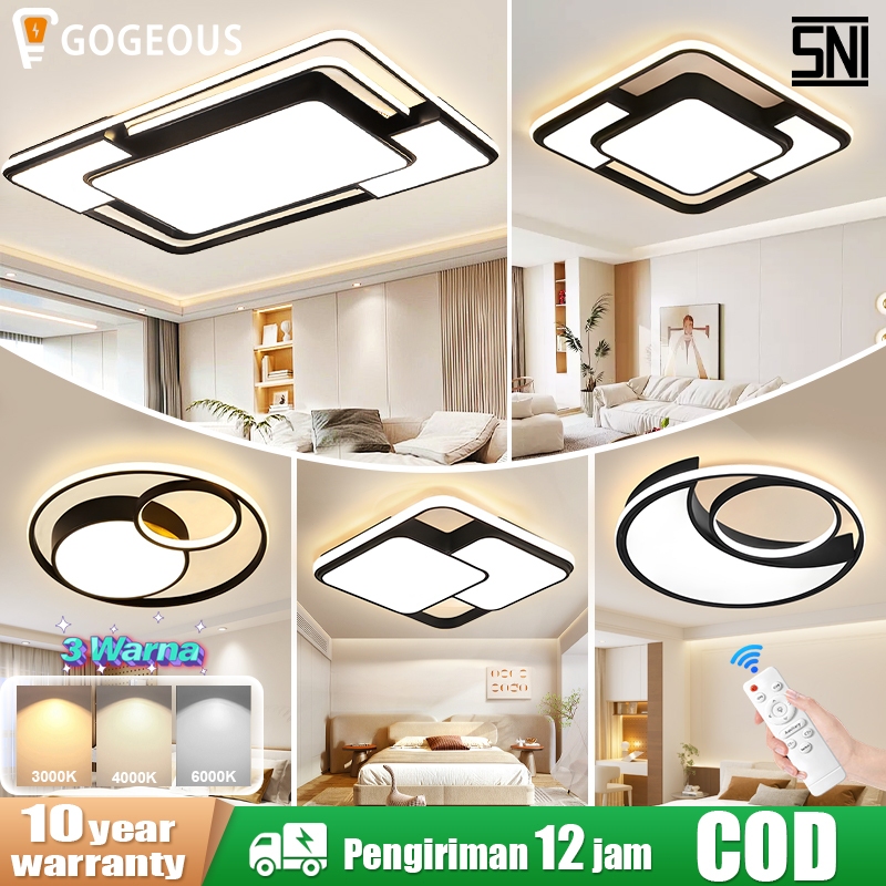 GOGEOUS Lampu Plafon LED 3 Warna Minimalis Modern dengan Remote Control - Lampu Ruang Tamu, Kamar Ti