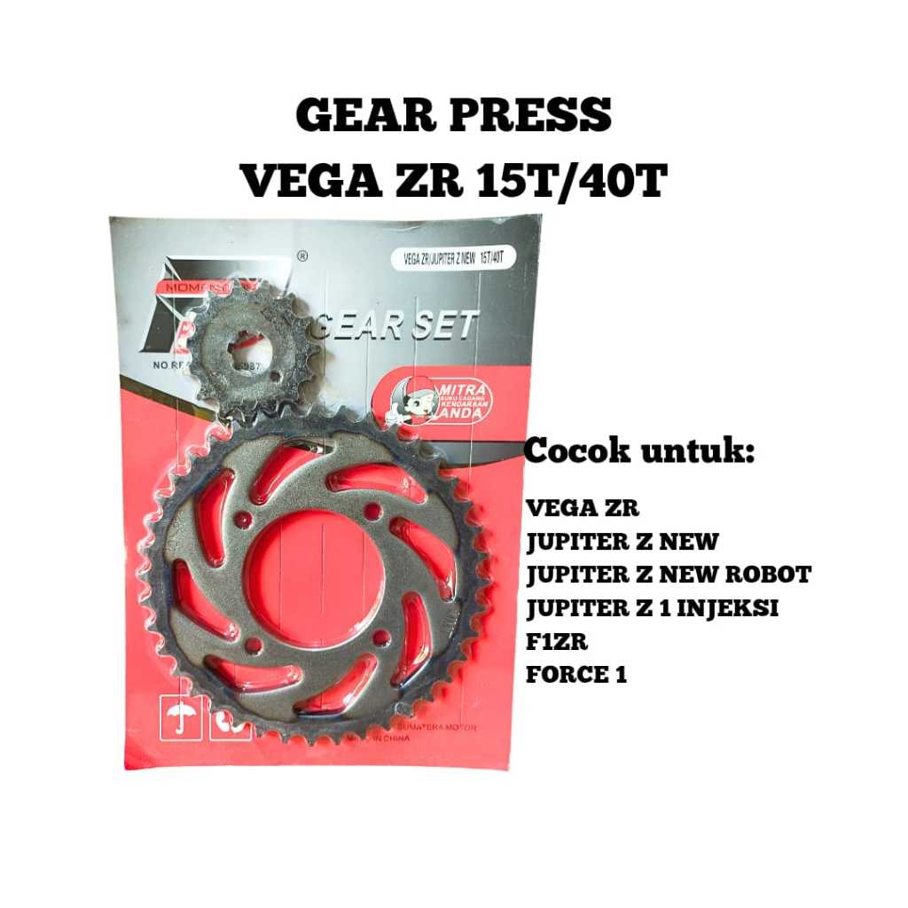 GEAR PRESS / GIR SET DEPAN BELAKANG VEGA ZR / JUPITER Z NEW / JUPITER Z NEW ROBOT / Z 1 INJEKSI / F1