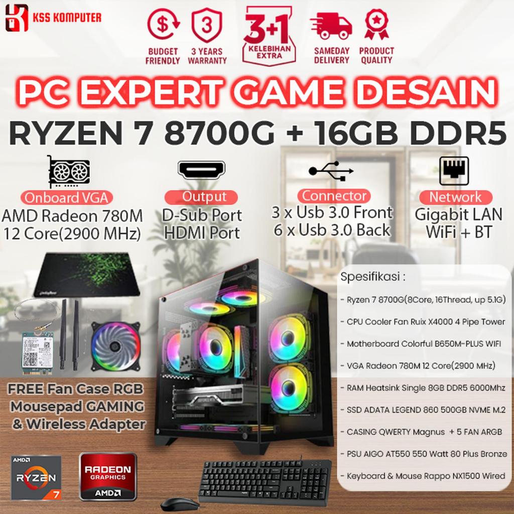 [Baru] Komputer/PC AMD Ryzen 7 8700G + 32GB DDR5 Murah dan Siap Game