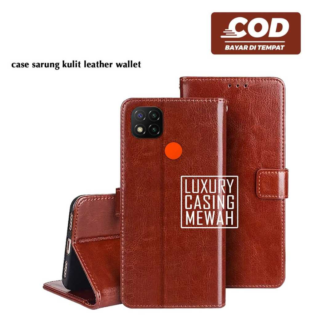 Case Sarung Kulit / Flip Leather case Premium Flip Wallet Case for Redmi 9C Redmi 10A Redmi 9T