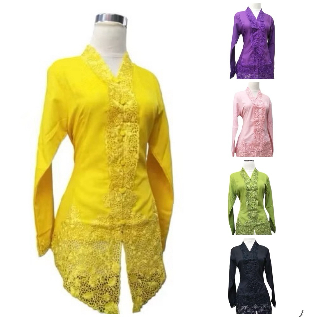 atasan kebaya encim bordir polos senada / kebaya encim polos lengan panjang / kebaya tradisional