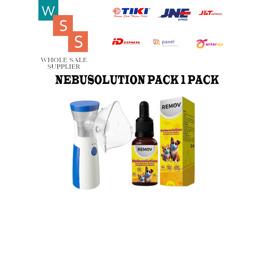 REMOV NEBU 1 PACK  (NEBUSOLUTION + NEBULIZER) OBAT DAN ALAT UAP PORTABLE NEBUSOLUTION OBAT  BERDAHAK
