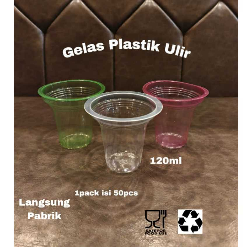 Gelas Plastik Ulir / Gelas Plastik Jelly Jasuke / Cup Gelas Ulir Bening & Warna TIPTOP& BINTANG LAUT