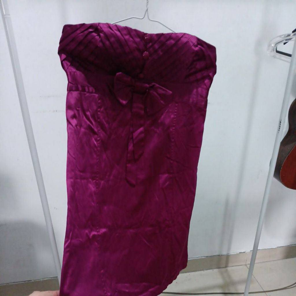 PRELOVED Purple Satin Mini Cocktail Dress Avenue || Rok Mini Ungu