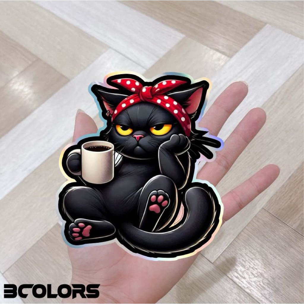 kucing imut, stiker 3D tertur timbul, stiker hologram combinasi full warna sesuai gambar, hp,leptop,