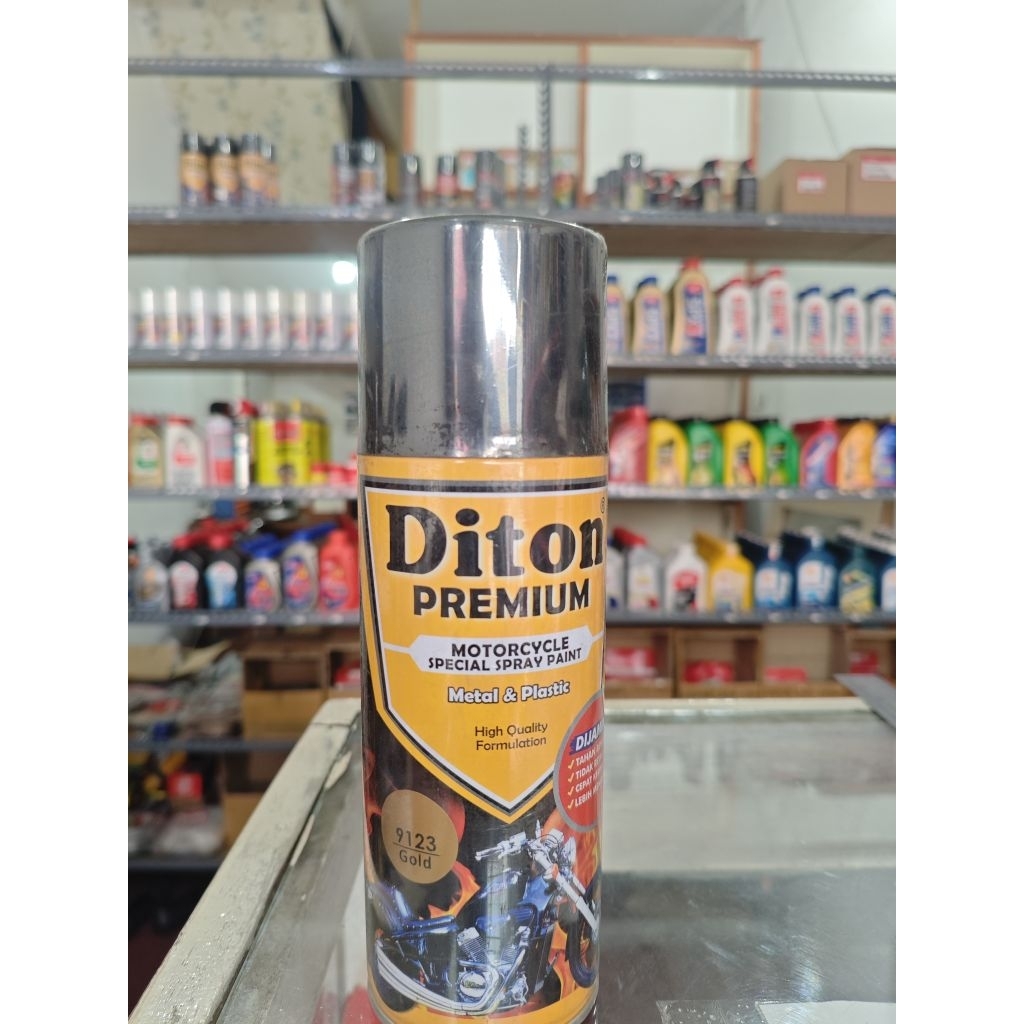 Pilok Diton Premium 9123 Gold – Cat Semprot Motor Warna Emas Metallic