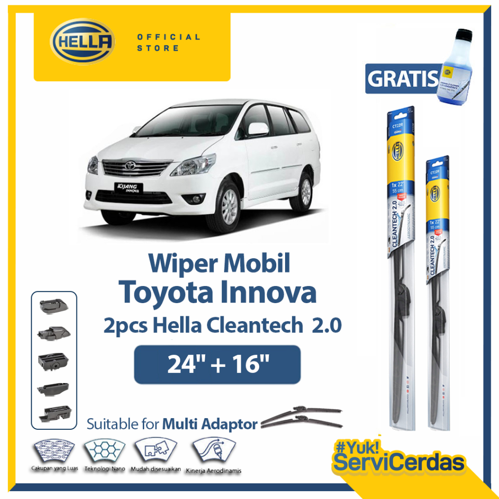 Wiper Mobil TOYOTA Innova 24” + 16” (2pcs) - HELLA Cleantech 2.0