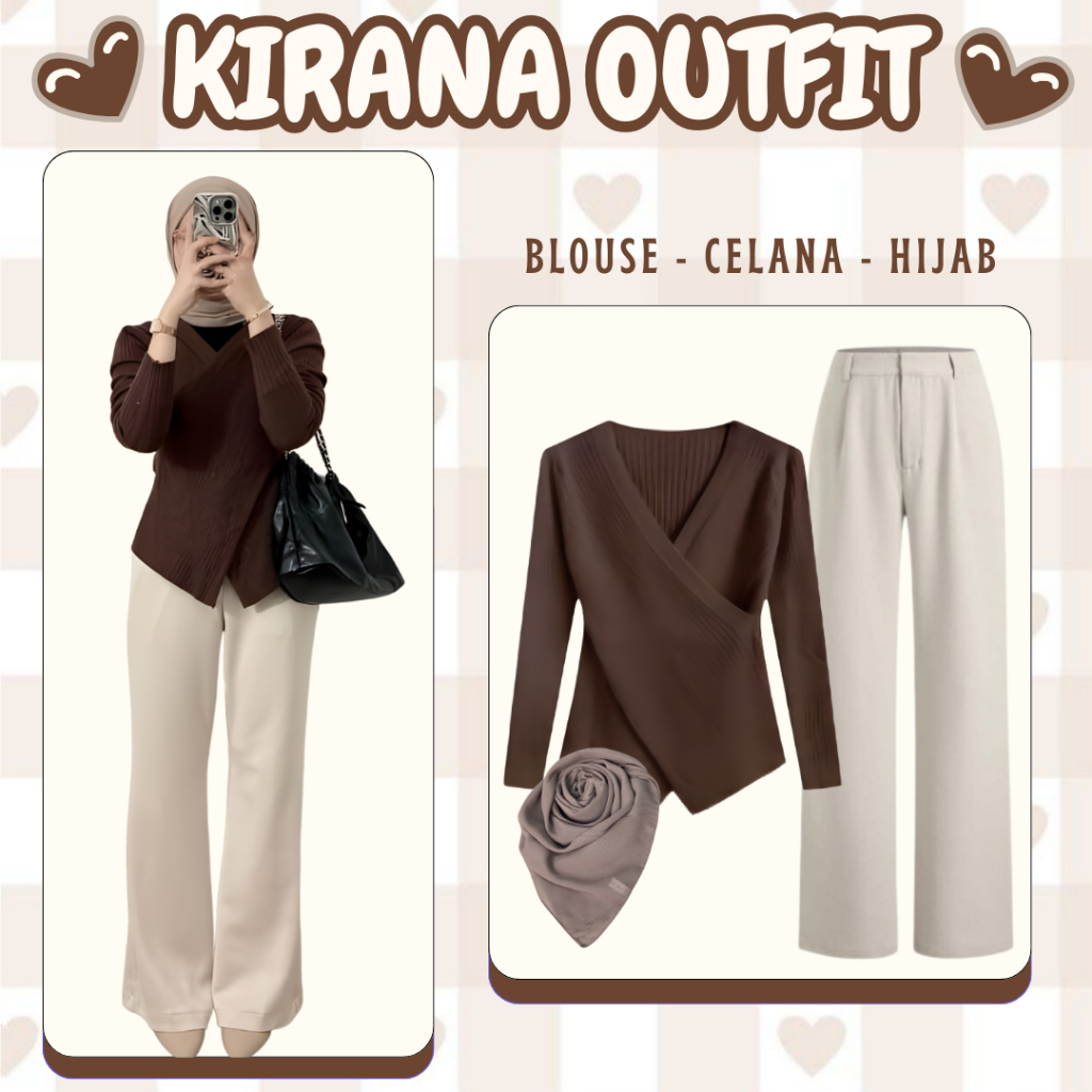 DaisyChic & Co - one set 3in1 Remaja Kekinian ( Blouse, Celana Knit, Hijab ) Setelan Hangout - DC105