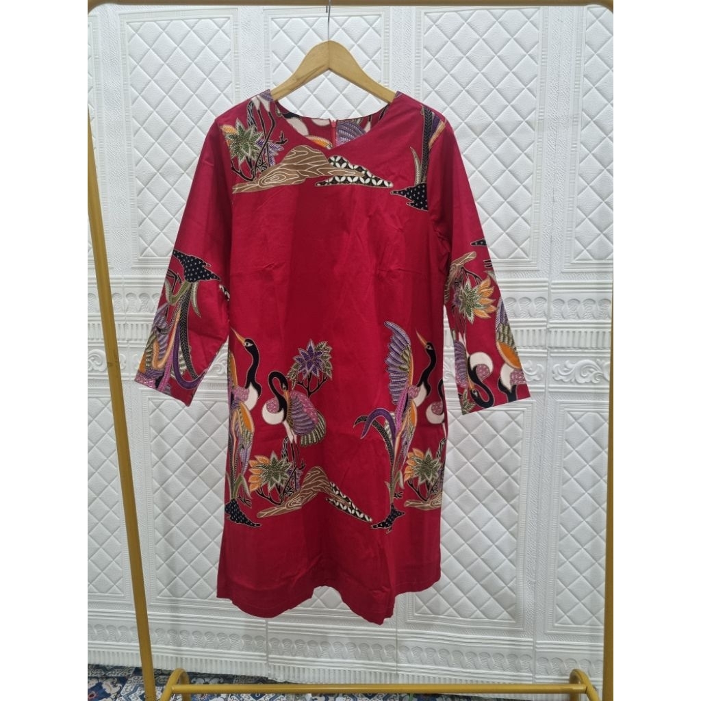 Dres batik big size tunik batik dres batik kerja batik katun stretch