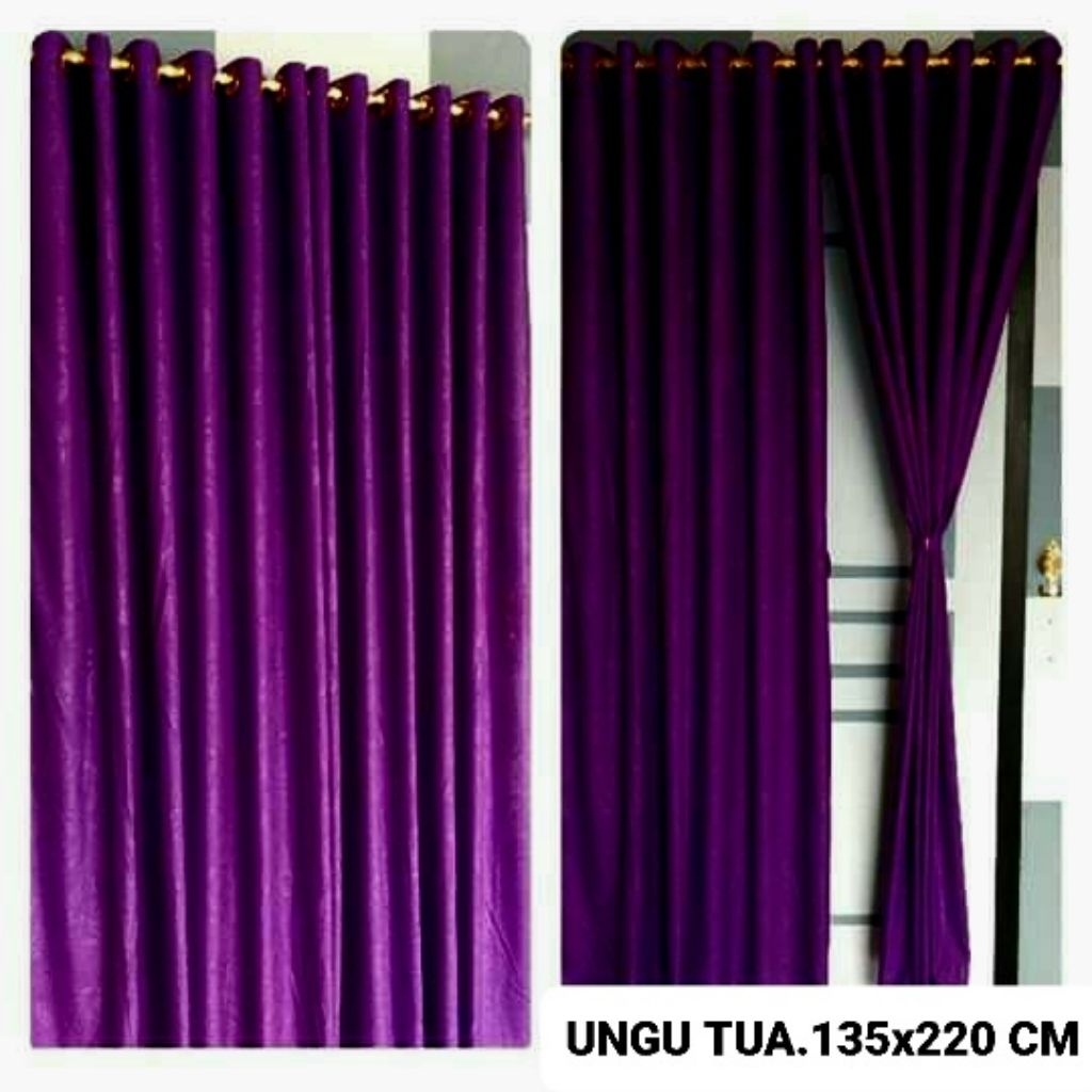 BISA COD GORDEN UNGU TUA PANJANG WARNA RING 12 MURAH KORDEN MOTIF EMBOSS GORDYN TIRAI JENDELA HORDEN