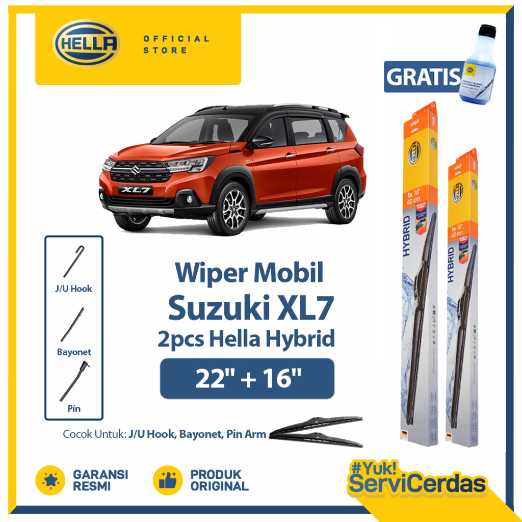 Wiper Mobil SUZUKI XL7 22” + 16” (2pcs) - HELLA Hybrid