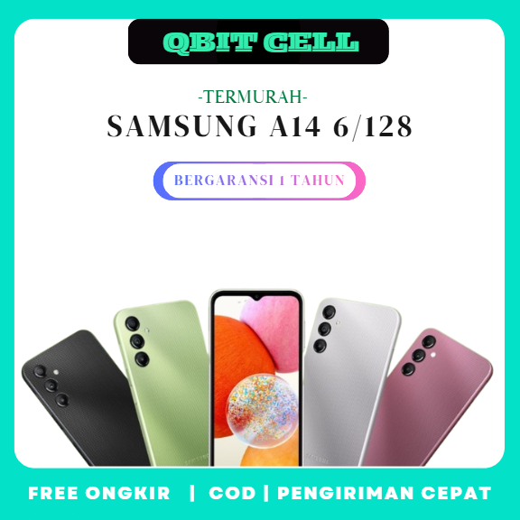 HP Smartphone Android SAMSUNG A14 RAM 6/128 GB 4G BERGARANSI DISTRIBUTOR 12 BULAN
