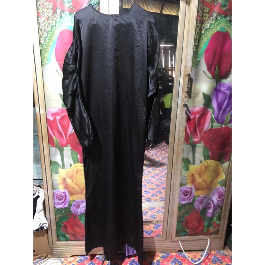 gamis satin hitam prelov
