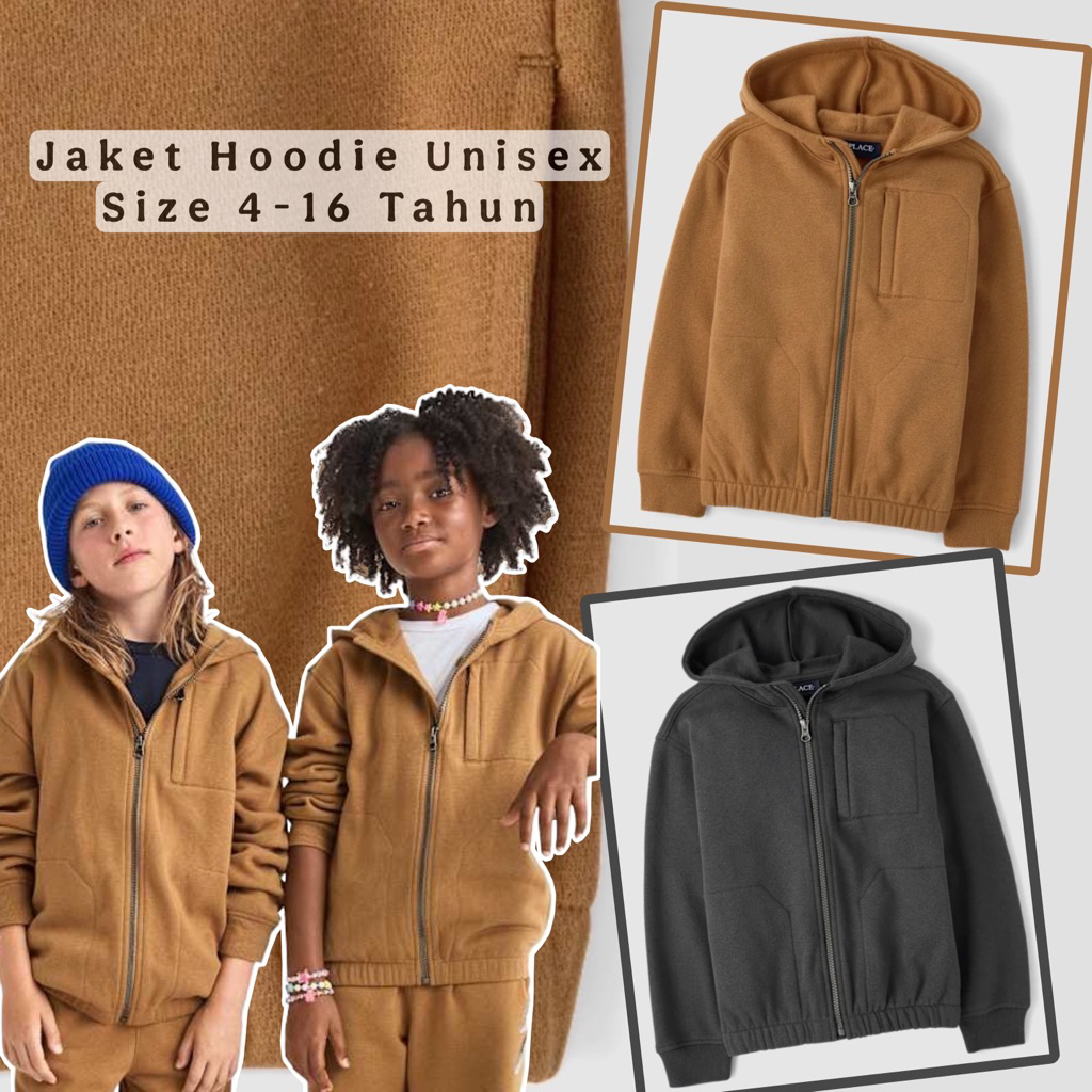 Jaket Hoodie Unisex Anak Laki Laki Perempuan Place