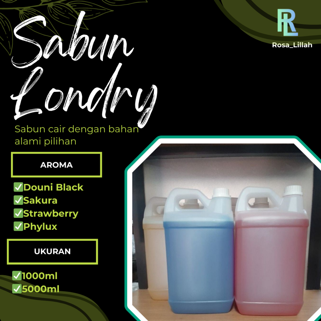 Sabun Cuci Laundry Cair / Pilihan 500ml 1 Liter 5 Liter / Untuk Mesin Cuci & Laundry Kiloan / 1000ml
