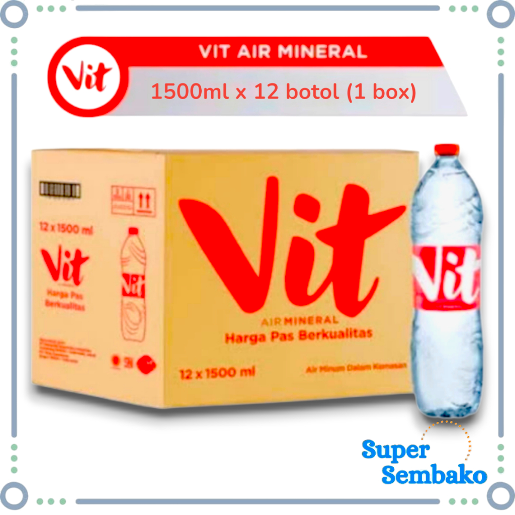 AIR MINERAL VIT BOTOL BESAR 1500ml PER DUS ISI 12 BOTOL MURAH INSTANT MAKASSAR