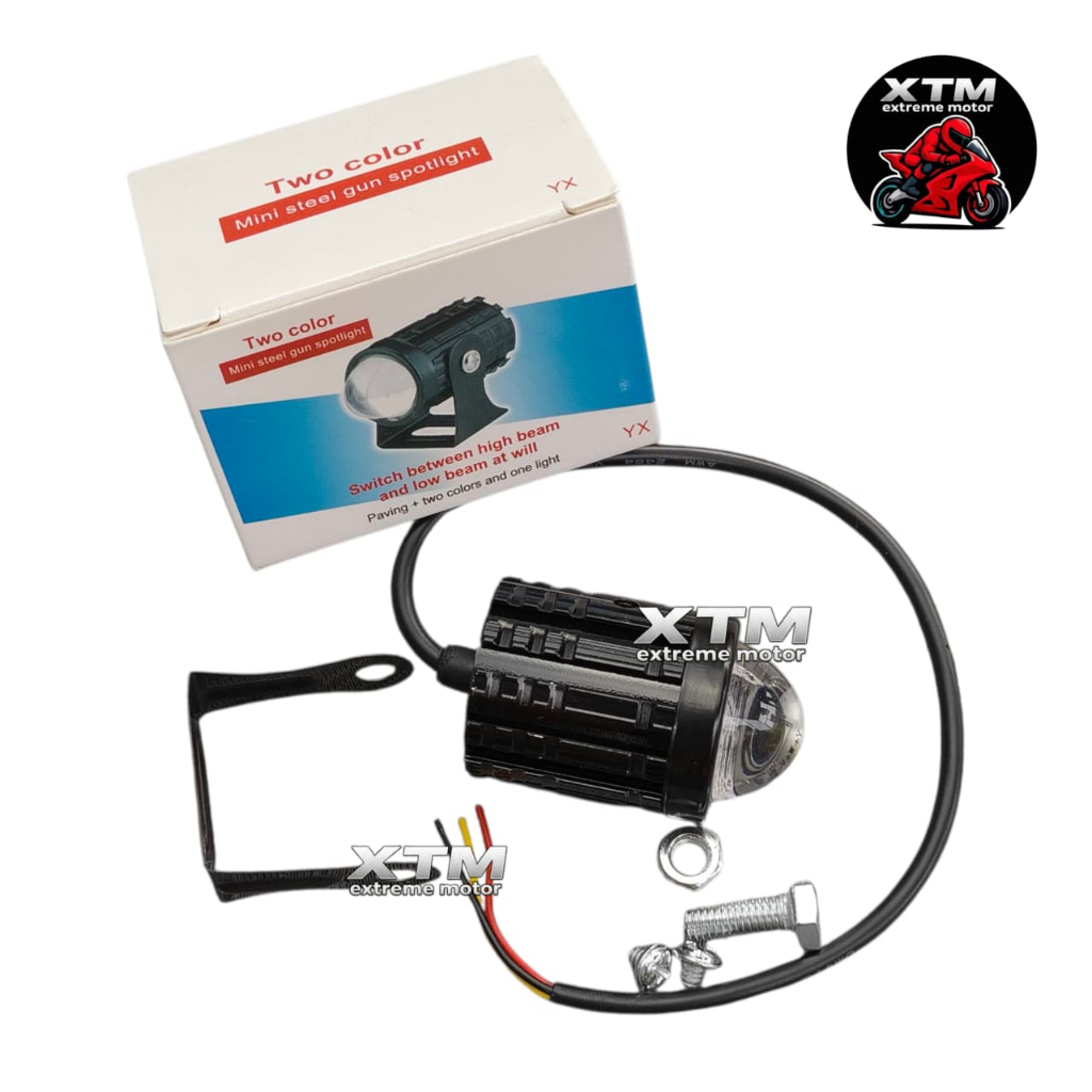 Lampu Tembak Laser LED Mini 2 Warna – Foglamp Sorot Mini D2 Laser Gun Universal | XTM