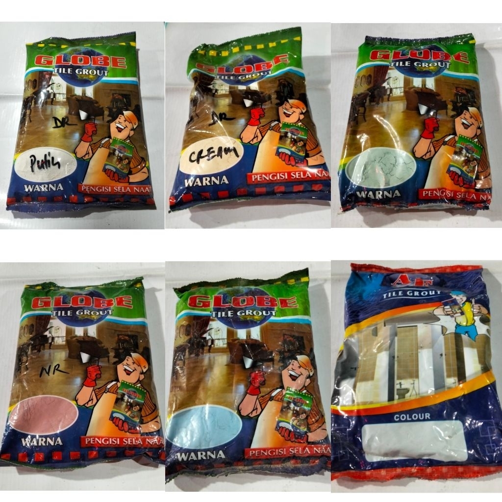 Semen Nat Keramik GLOBE Warna Putih, Cream, Hijau, Marron, Biru, Biru Muda