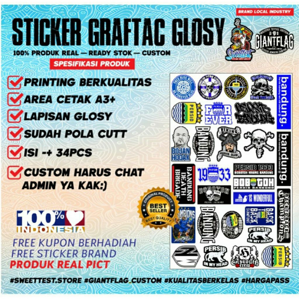 BENDERA PRINTING PERSIB BANDUNG MAUNG BANDUNG, STICKER PERSIB, MINIFLAG PERSIB, SPANDUK KAIN PERSIB,