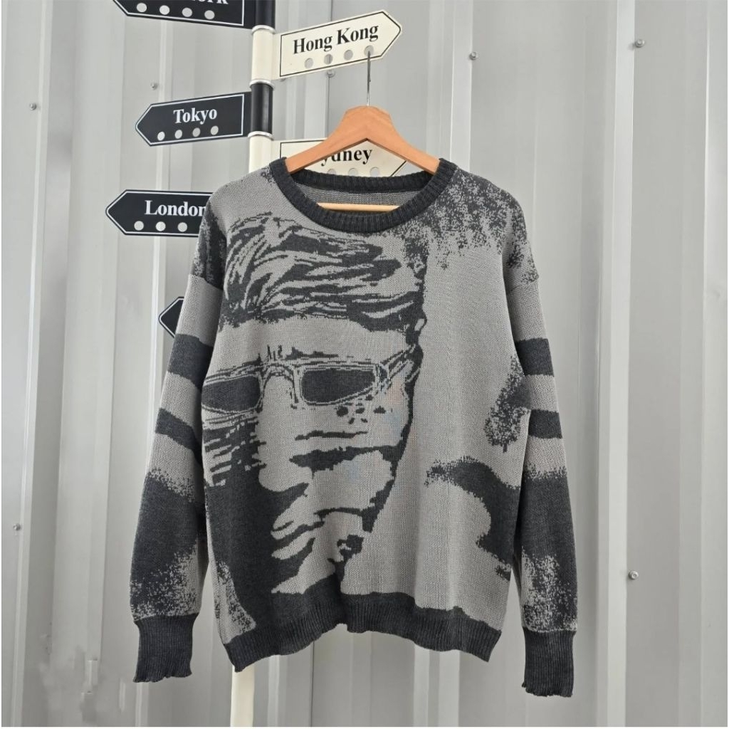 sweater rajut abstrak tebal/sweater rajut atasan pria