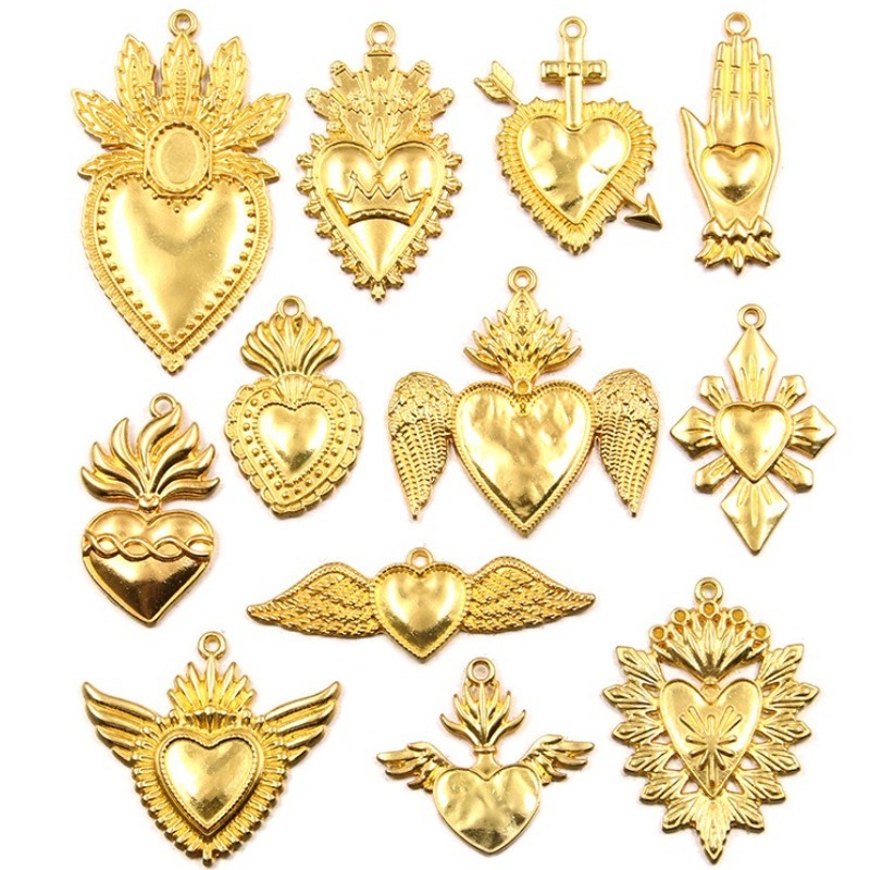 Copper alloy gold-plated sword wings, butterfly heart pendant, diy handmade bracelet, necklace, earr