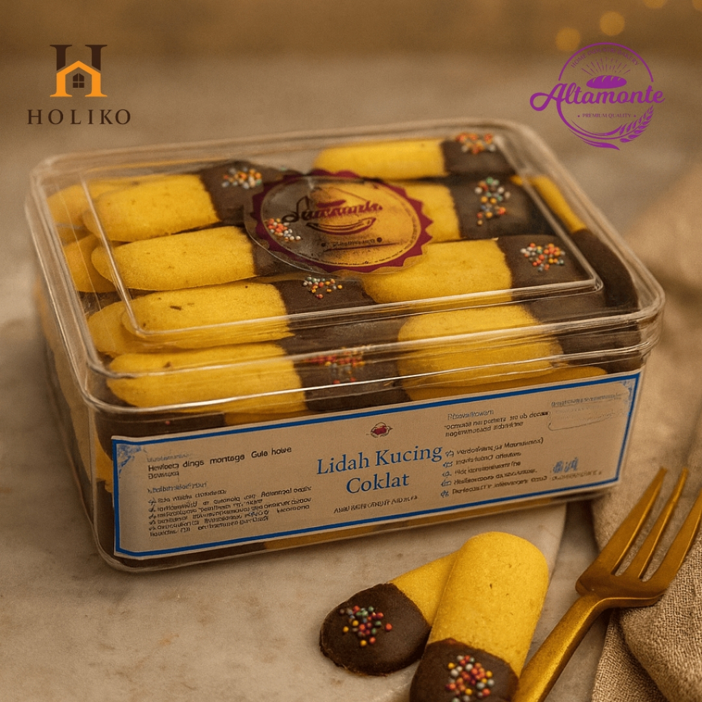 HOLIKO - Kue Kering Premium Lidah Kucing Coklat dan Keju Altamonte