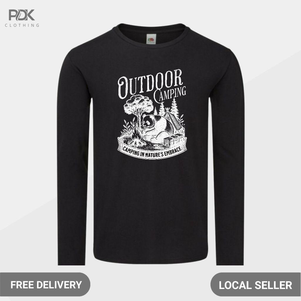 Animalized Kaos Pria Baju Lengan Panjang Panda Forest Expedition Outdoor Camping