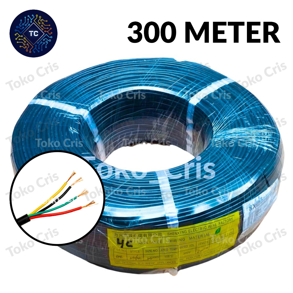 Kabel 4 Jalur AWG 24 + Selongsong Harga Grosir / Kabel 4C / Kabel Bulat 4 Warna