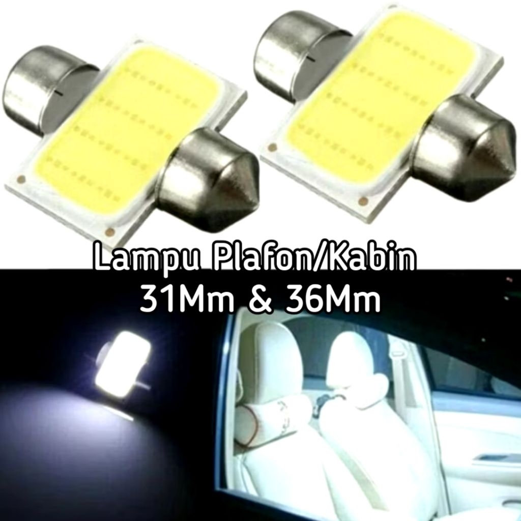 LAMPU LED PLAFON MOBIL 36 TITIK COB CHIP SUPER TERANG DC 12V 2W UKURAN 31MM 36MM | LAMPU KABIN MOBIL