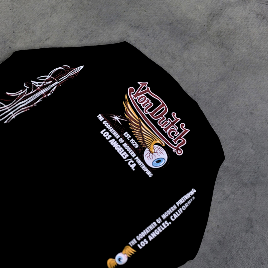 Kaos Lengan Panjang Motorycycle Longsleeve Von Dutch Hitam Original Store 100% Cotton Art God Father