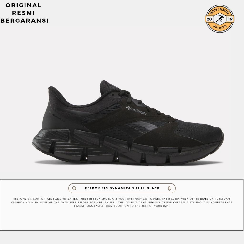 Sepatu lari pria Reebok zig dynamica 5 Black/black original