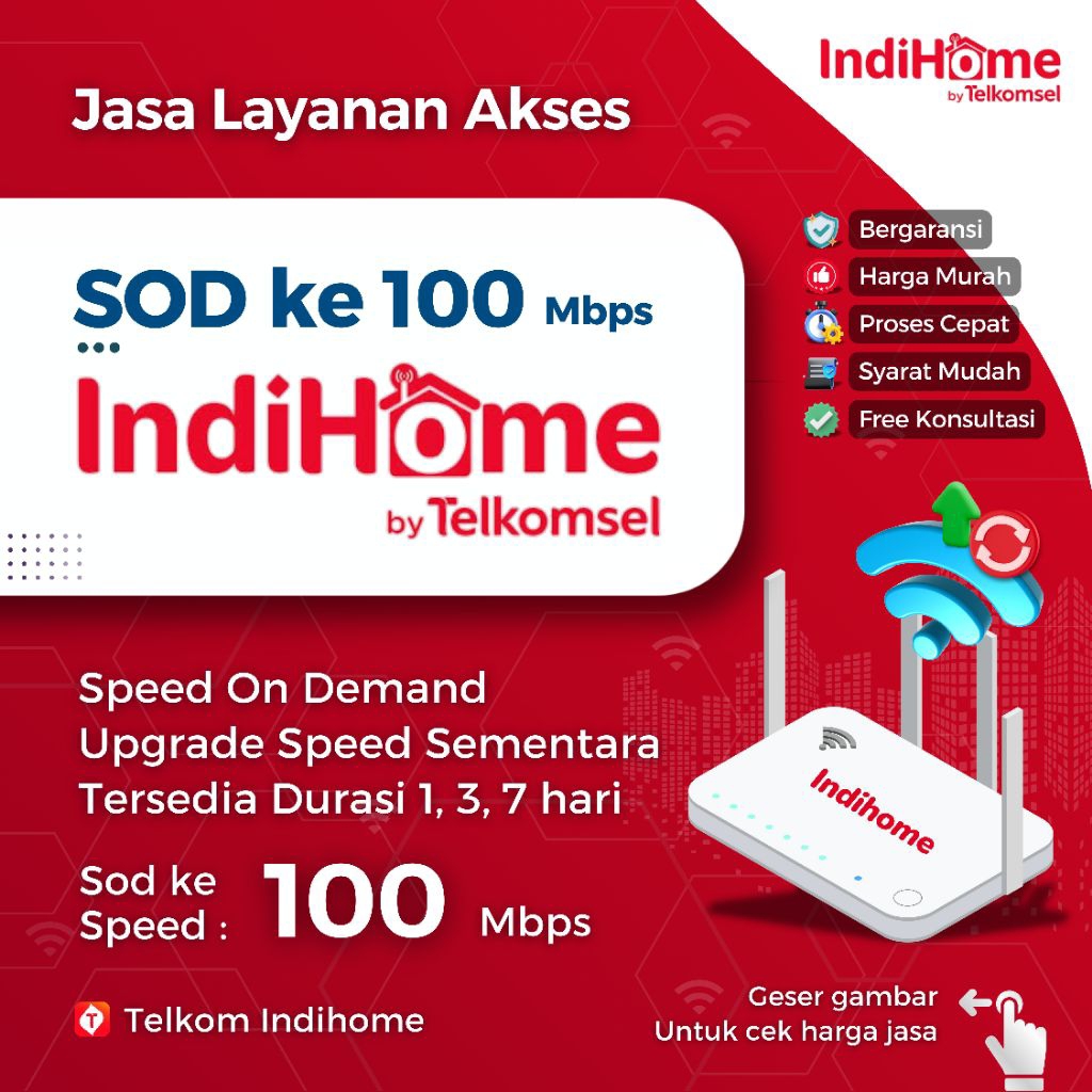 SOD Indihome ke 100 Mbps | Durasi 1 - 7 Hari | Speed On Demand Indihome | Upgrade Speed Sementara In