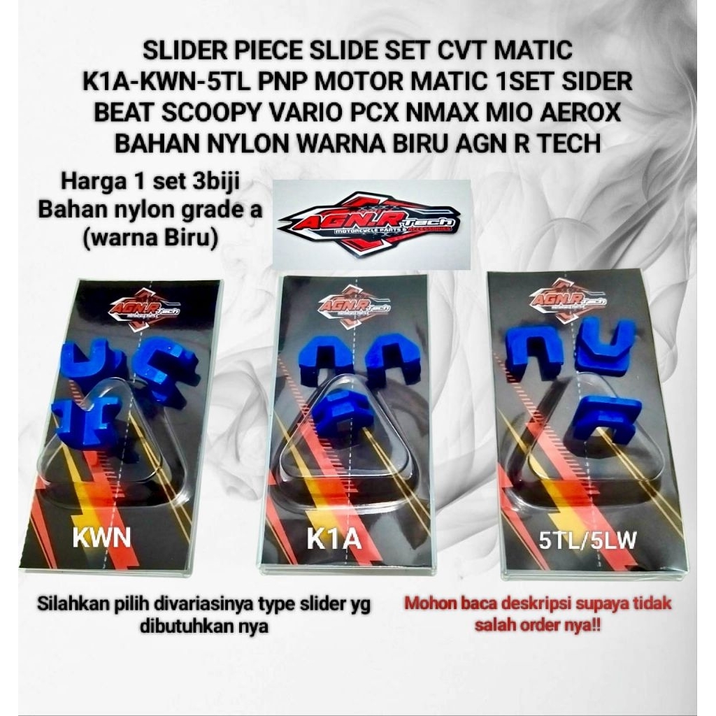 SLIDER PIECE SLIDE SET CVT MATIC K1A-KWN-5TL PNP MOTOR MATIC 1SET SIDER BEAT SCOOPY VARIO PCX NMAX M