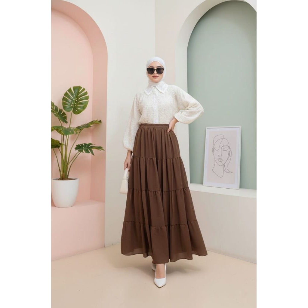 ZAHRA SET atasan rok / set rok brukat putih