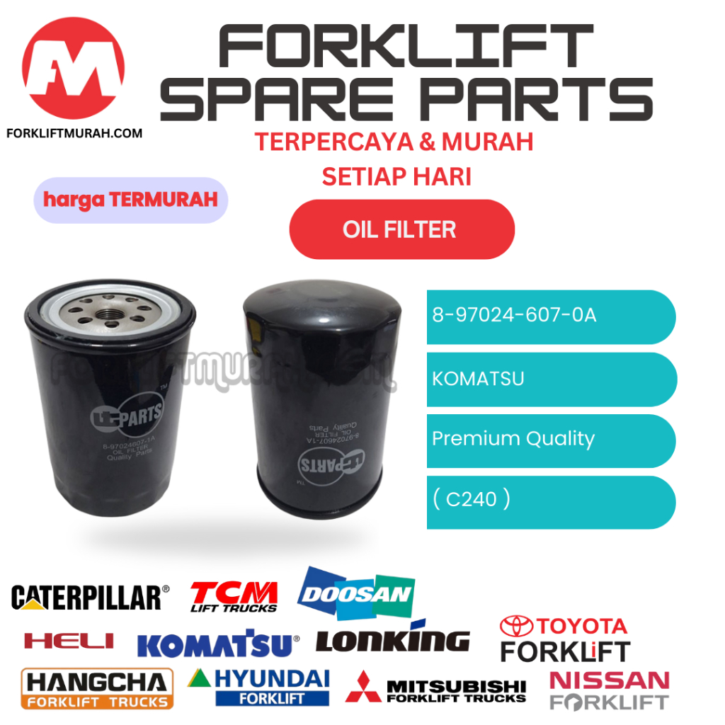 OIL FILTER SPAREPART FORKLIFT KOMATSU 8-97024-607-0A