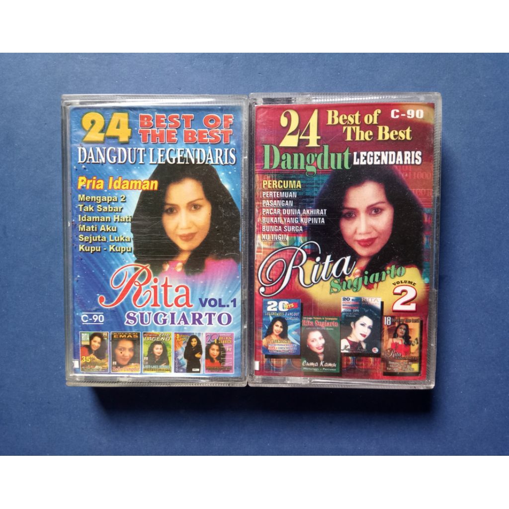 Kaset Pita 24 Best Of The Best Dangdut Legendaris Rita Sugiarto Vol 1 & Vol 2 Prod PT Atlantic Recor