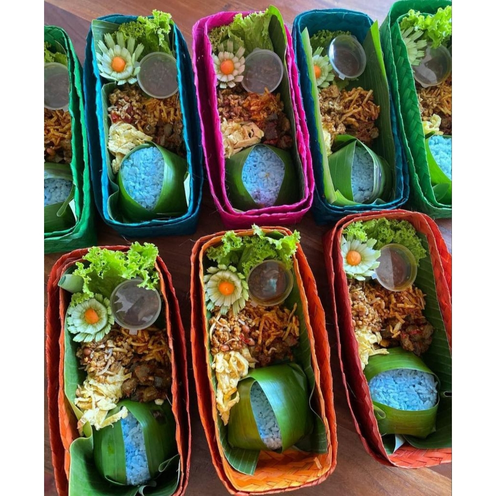 Paket Hemat 10 PCS  Besek Panjang 9x23 Anyaman Bambu Wadah Souvenir Tempat Nasi Khajatan Berkat Tump