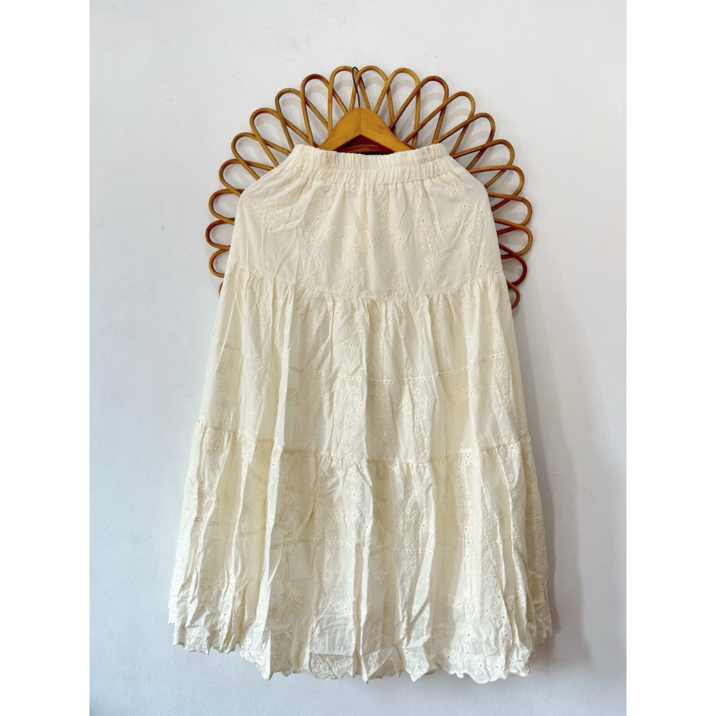 Rok Bordir Cream NEW premium quality