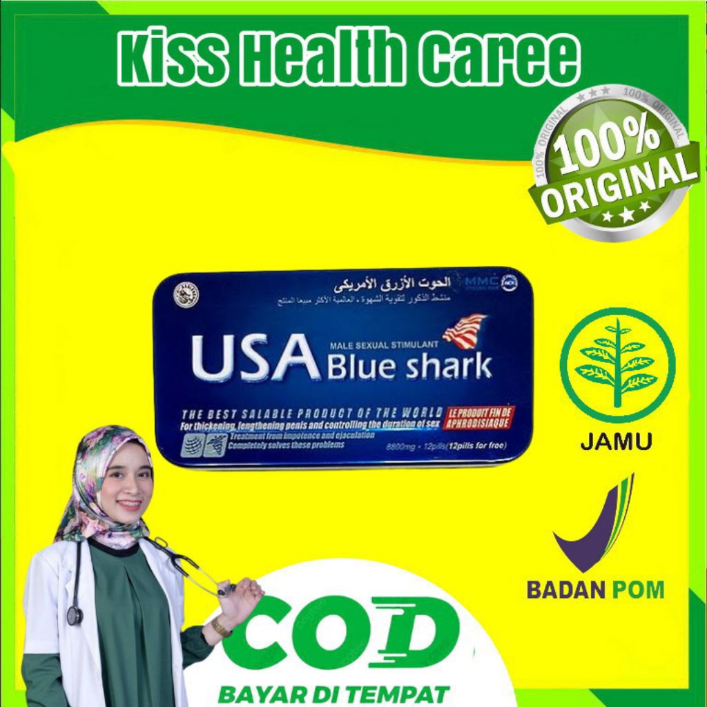 Usa Blue Shark Original USA - Obat Kuat Herbal Pria Ampuh Isi 12 Pasang