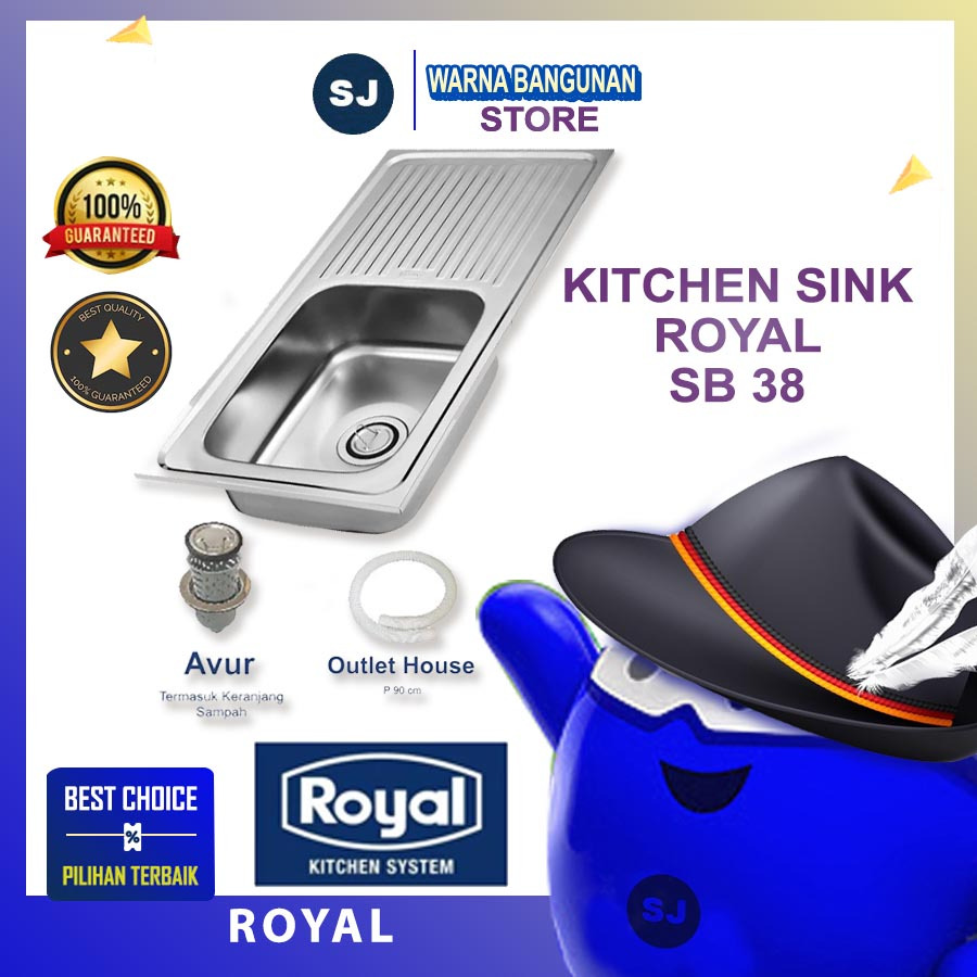 Royal Kitchen Sink Wastafel Dapur SB 38 | Bak Cuci Piring 86 x 43 Cm