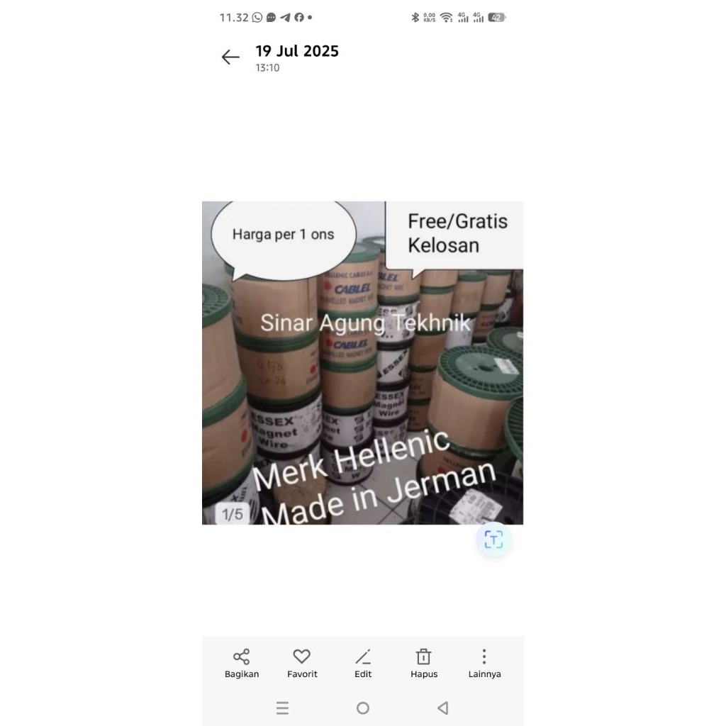 Kawat tembaga email 0,18mm Merk Hellenic Jerman